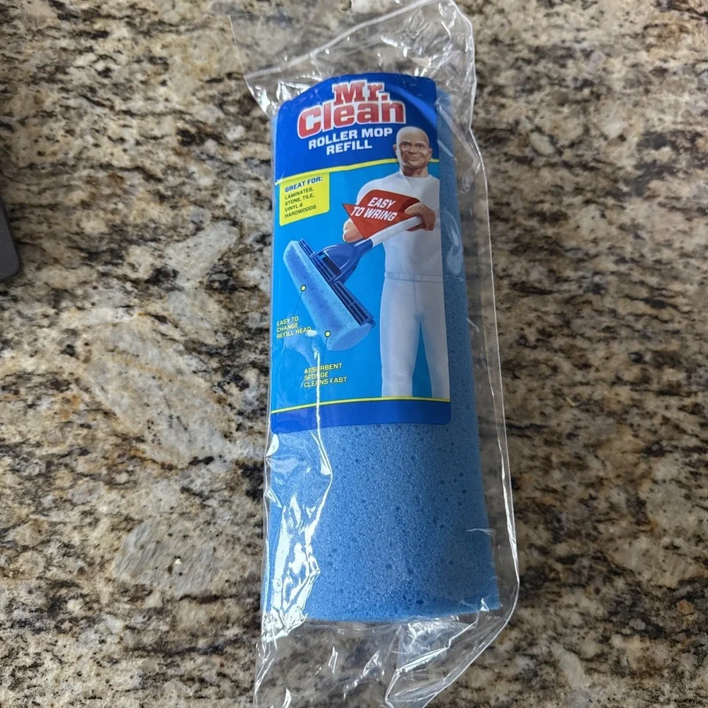 Mr Clean Roller Mop Refill Classic Blue Absorbent Scrubbing Sponge NEW!